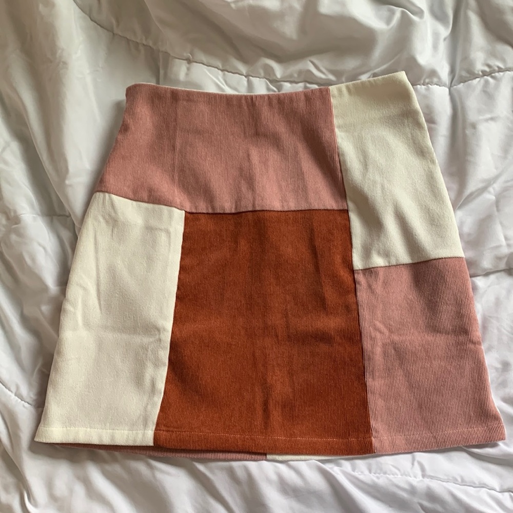 SHEIN Colorblock Cord Skirt